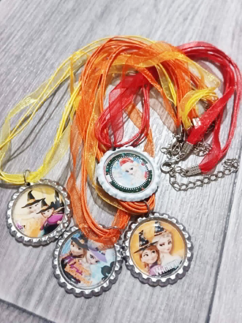 Cute Bottle Cap Necklace - 4 sets